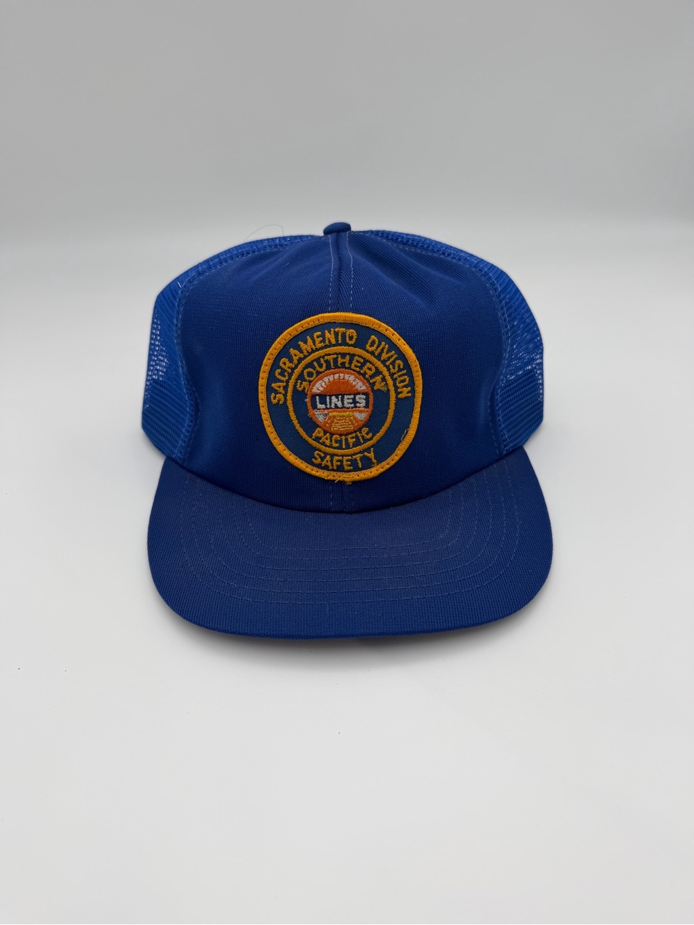 Vintage Southern Pacific Lines Sacramento Division Safety Trucker Hat Railroad